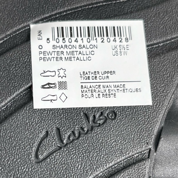 Clarks Sharon Salon Pewter Metallic Ankle Bbots Women’s Size 8W Bow Casual - Picture 9 of 10